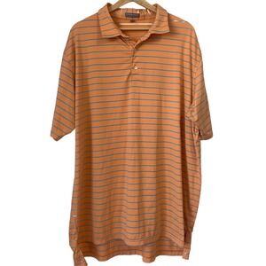 Peter Millar‎ Summer Comfort Men's XXL Orange Striped Polo Shirt Golf